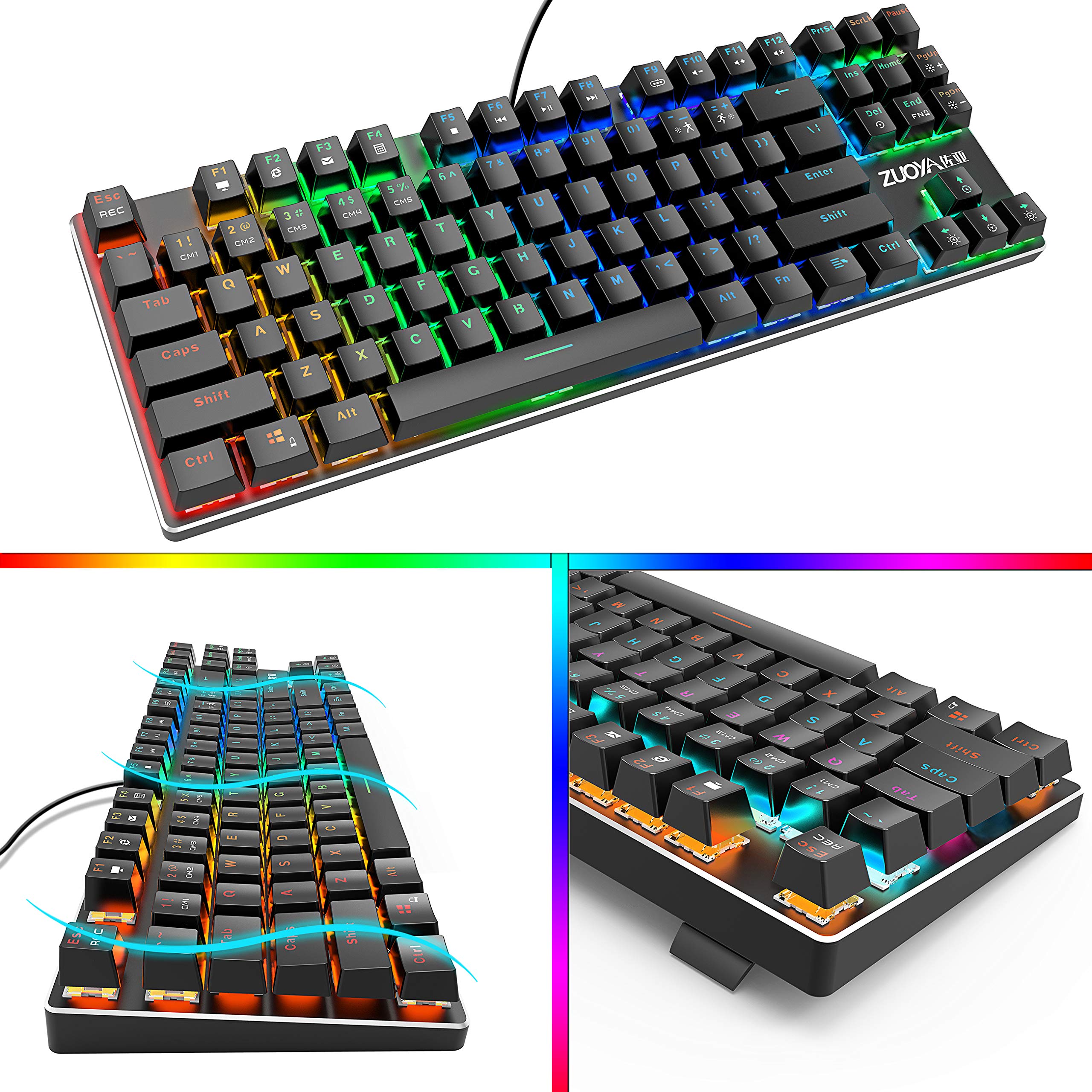 Amazon.com: ZUOYA RGB Mechanical Gaming Keyboard Small Compact 87